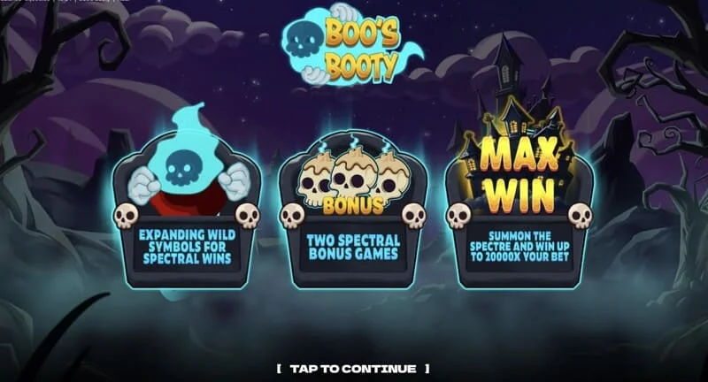 Boo's Booty - ตารางฟังก์ชันโบนัสและ Feature Buy