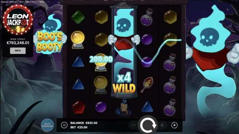Boo's Booty - ผี Wild พร้อมตัวคูณตัวเลขบนวงล้อ
